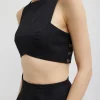 Bonded Luxe Twill Square Neck Cropped Top