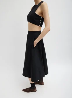 Bonded Luxe Twill Square Neck Cropped Top