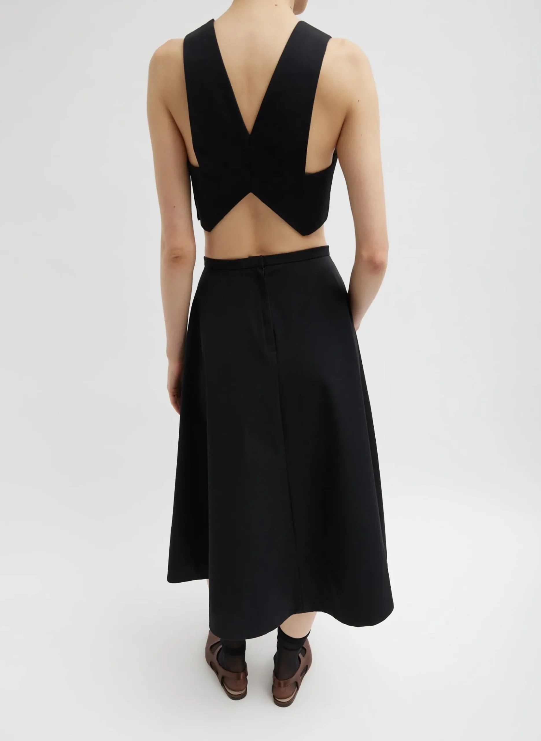Bonded Luxe Twill Square Neck Cropped Top