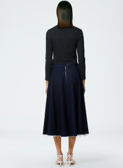 Brushed Denim Pintucked Skirt