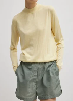 Cashmere Silk Blend Mock Neck Easy Sweater