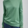 Cashmere Silk Blend Mock Neck Easy Sweater