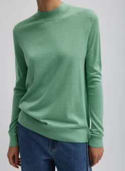 Cashmere Silk Blend Mock Neck Easy Sweater
