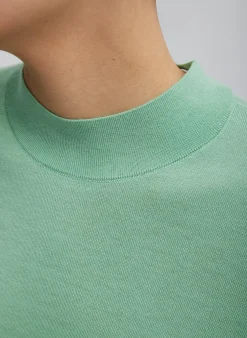 Cashmere Silk Blend Mock Neck Easy Sweater