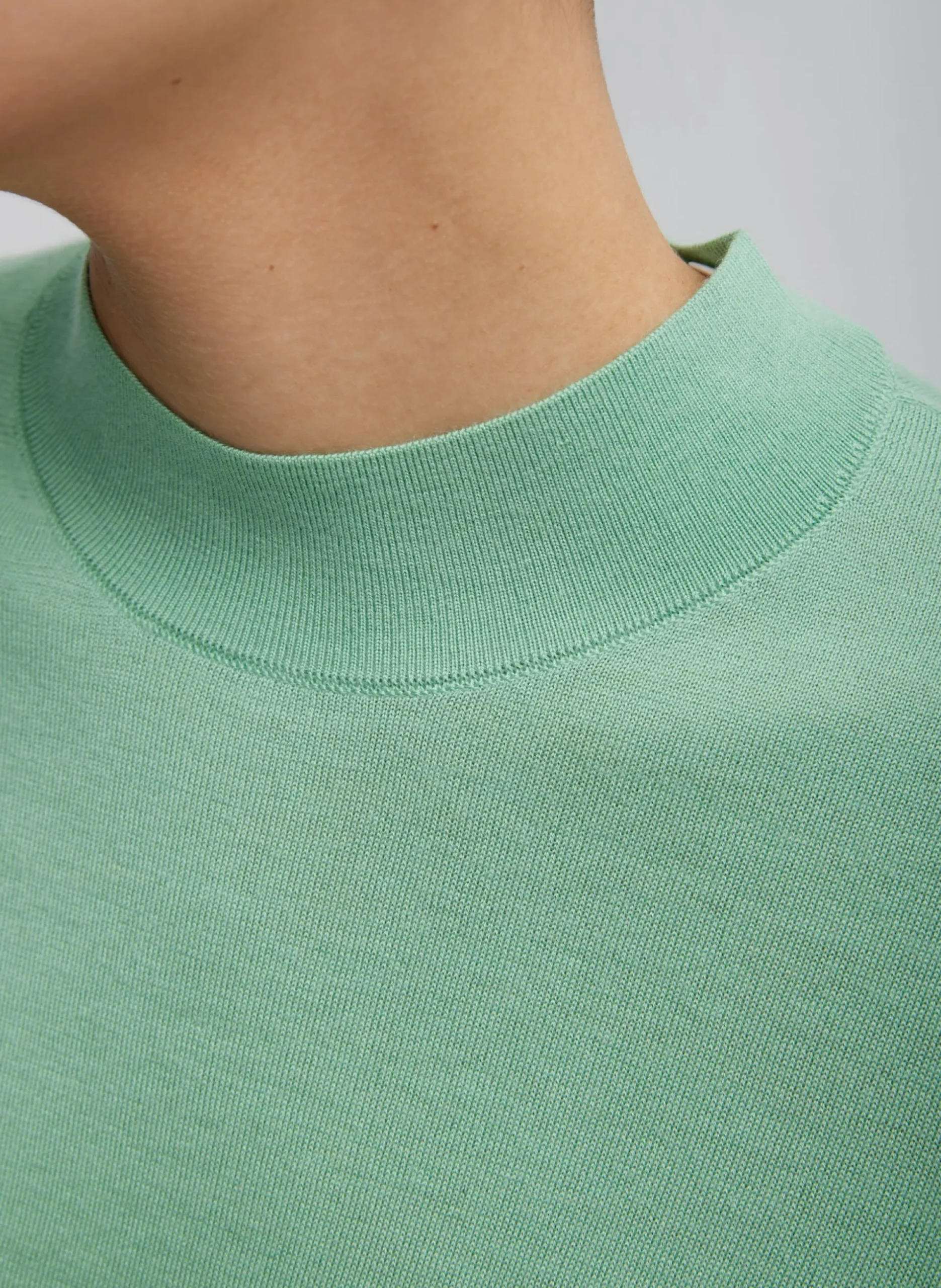 Cashmere Silk Blend Mock Neck Easy Sweater