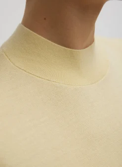 Cashmere Silk Blend Mock Neck Easy Sweater