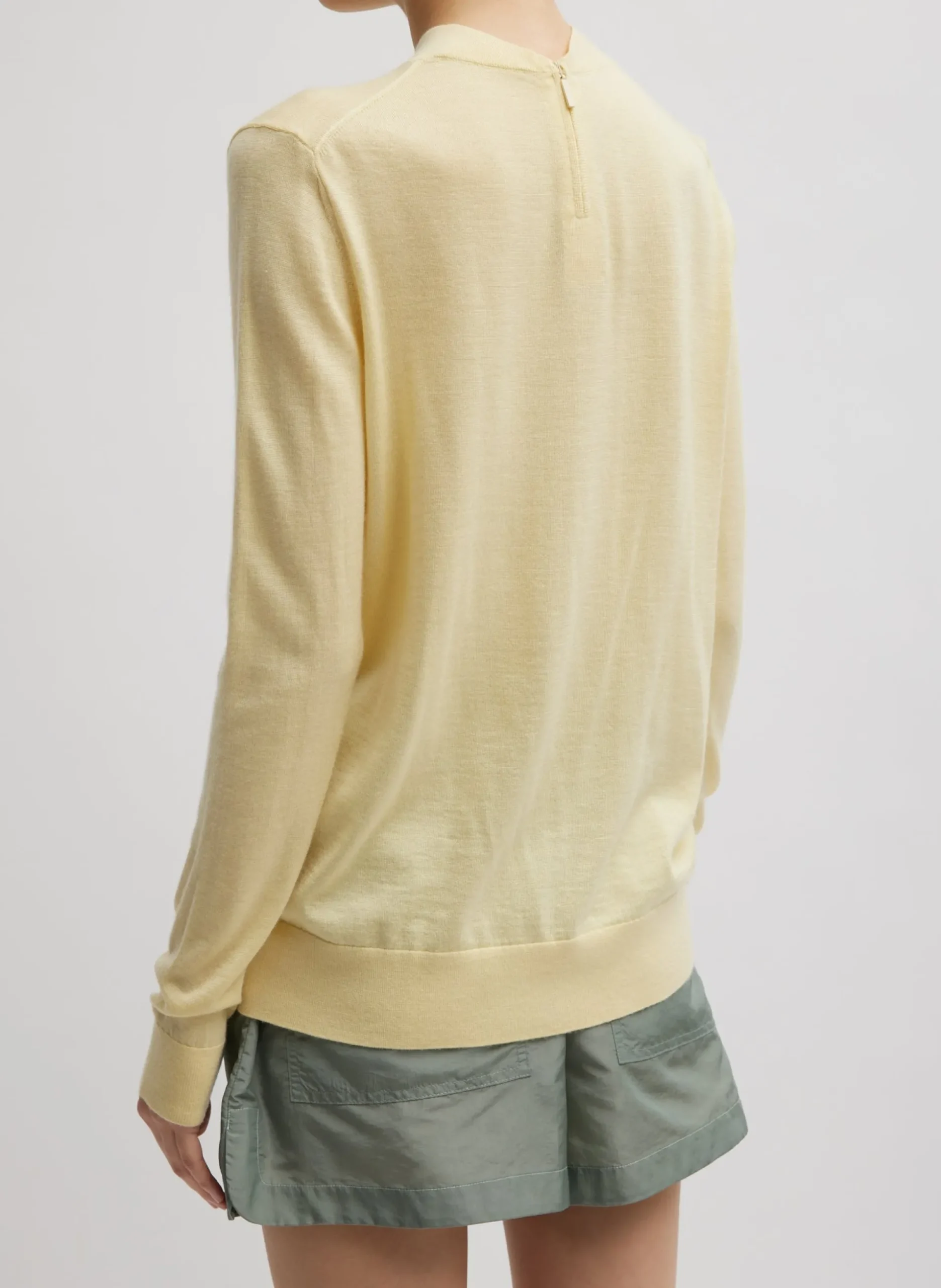 Cashmere Silk Blend Mock Neck Easy Sweater