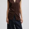 Cashmere Silk Blend Sleeveless Button Down Sweater
