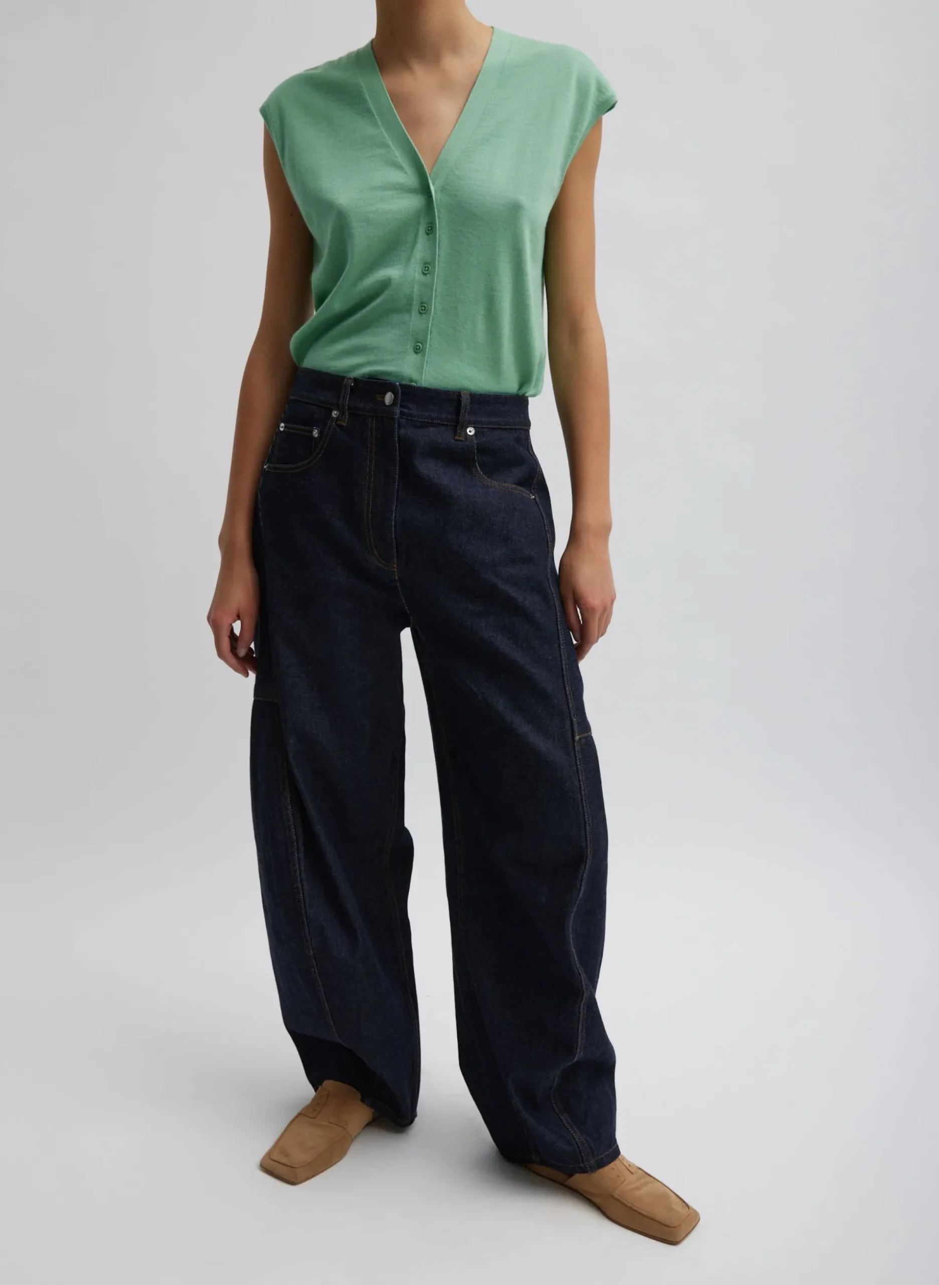 Cashmere Silk Blend Sleeveless Button Down Sweater