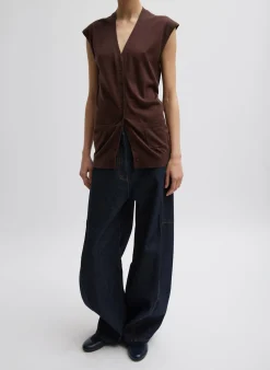 Cashmere Silk Blend Sleeveless Button Down Sweater