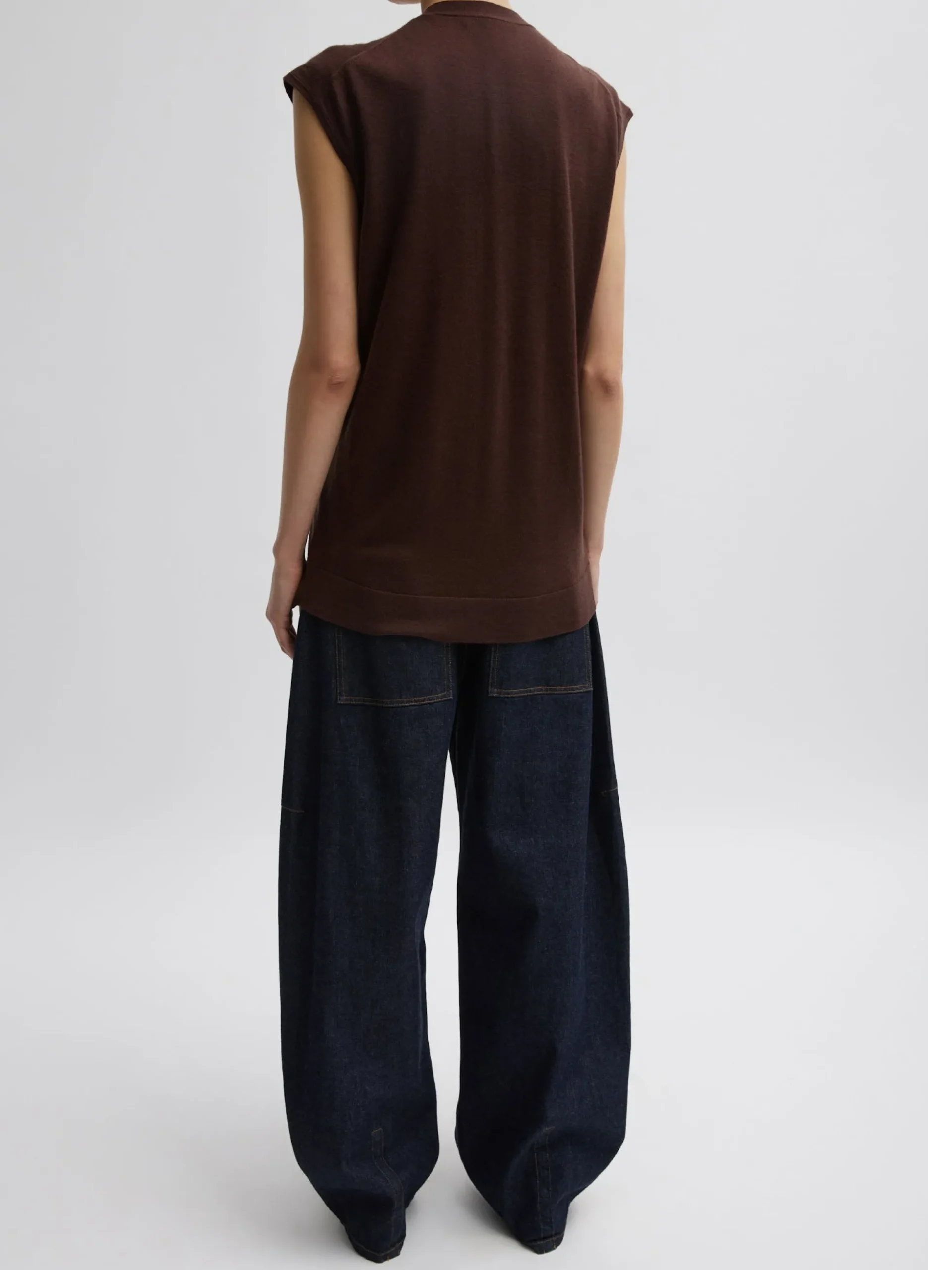 Cashmere Silk Blend Sleeveless Button Down Sweater