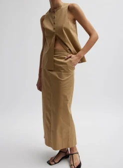 Chino Slit Front Sleeveless Top