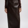 Coated Basketweave Pencil Skirt
