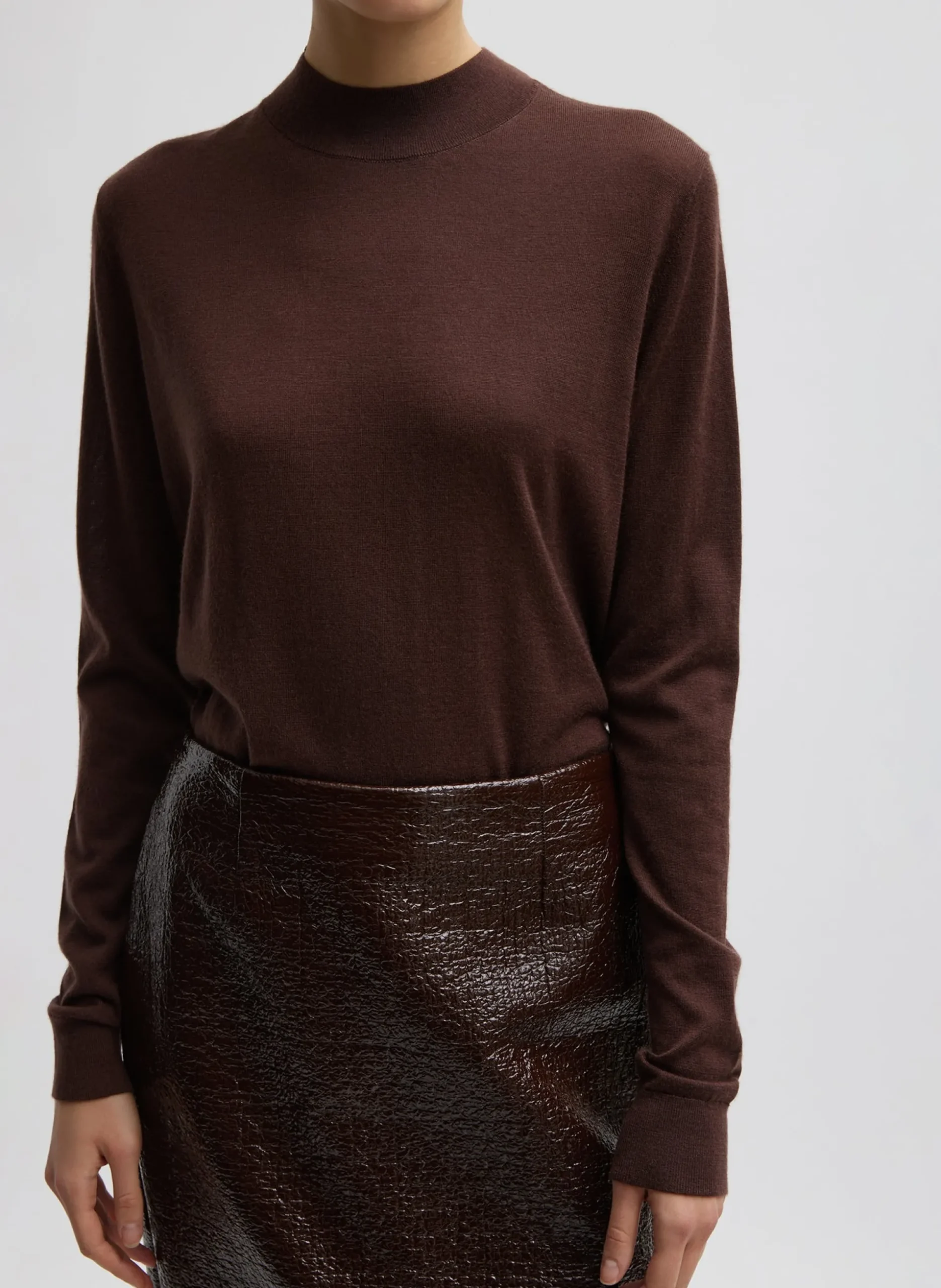 Coated Basketweave Pencil Skirt