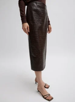 Coated Basketweave Pencil Skirt