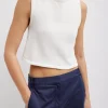 Cotton Criss Cross Cropped Sleeveless Sweater
