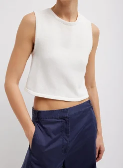 Cotton Criss Cross Cropped Sleeveless Sweater