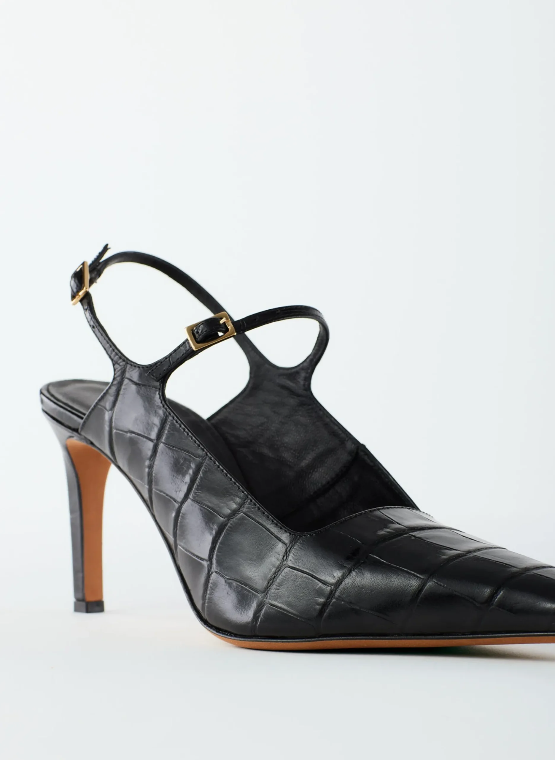 Croc Print Bob Slingback