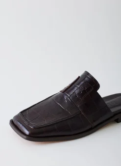 Croc Print Pedro Slide Square Toe Loafer