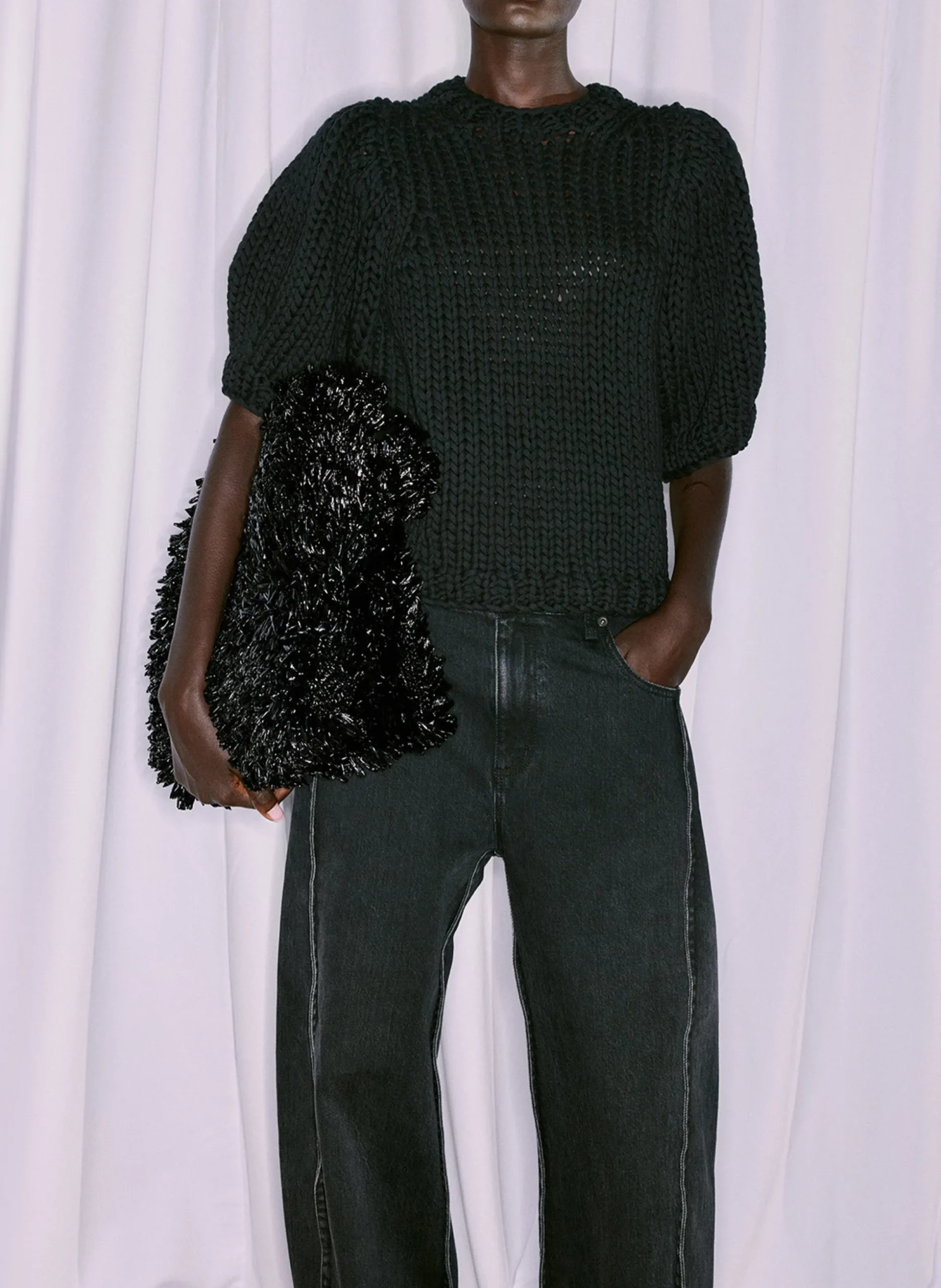 Deluxe Tube Yarn Sweater Mini Puff Pullover