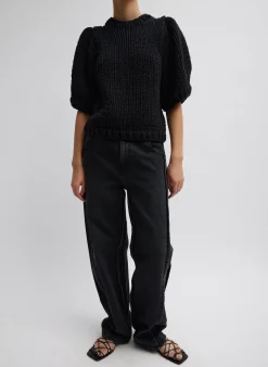 Deluxe Tube Yarn Sweater Mini Puff Pullover