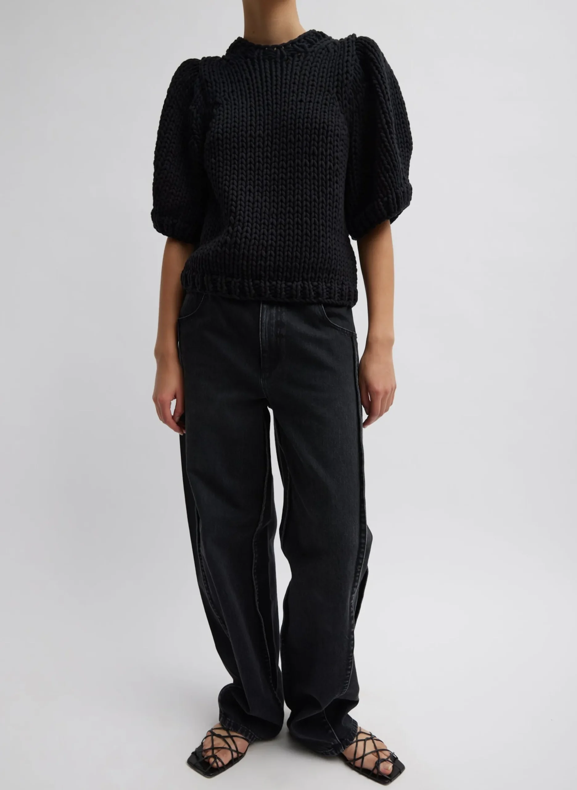 Deluxe Tube Yarn Sweater Mini Puff Pullover