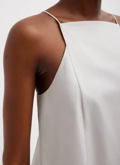 Eco Poplin Cropped Square Neck Criss Cross Tank