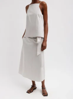 Eco Poplin Cropped Square Neck Criss Cross Tank