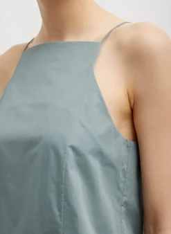 Eco Poplin Cropped Square Neck Criss Cross Tank