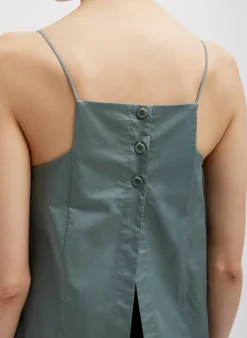 Eco Poplin Cropped Square Neck Criss Cross Tank