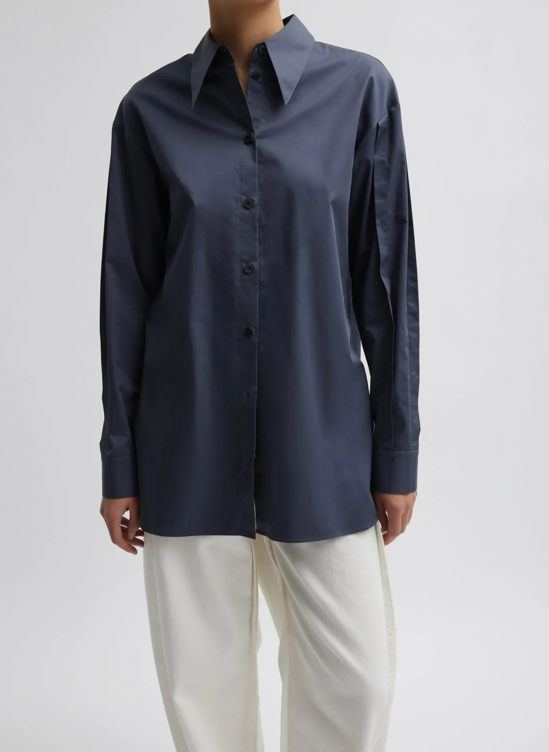 Eco Poplin Shirt With Tucked Sleeve