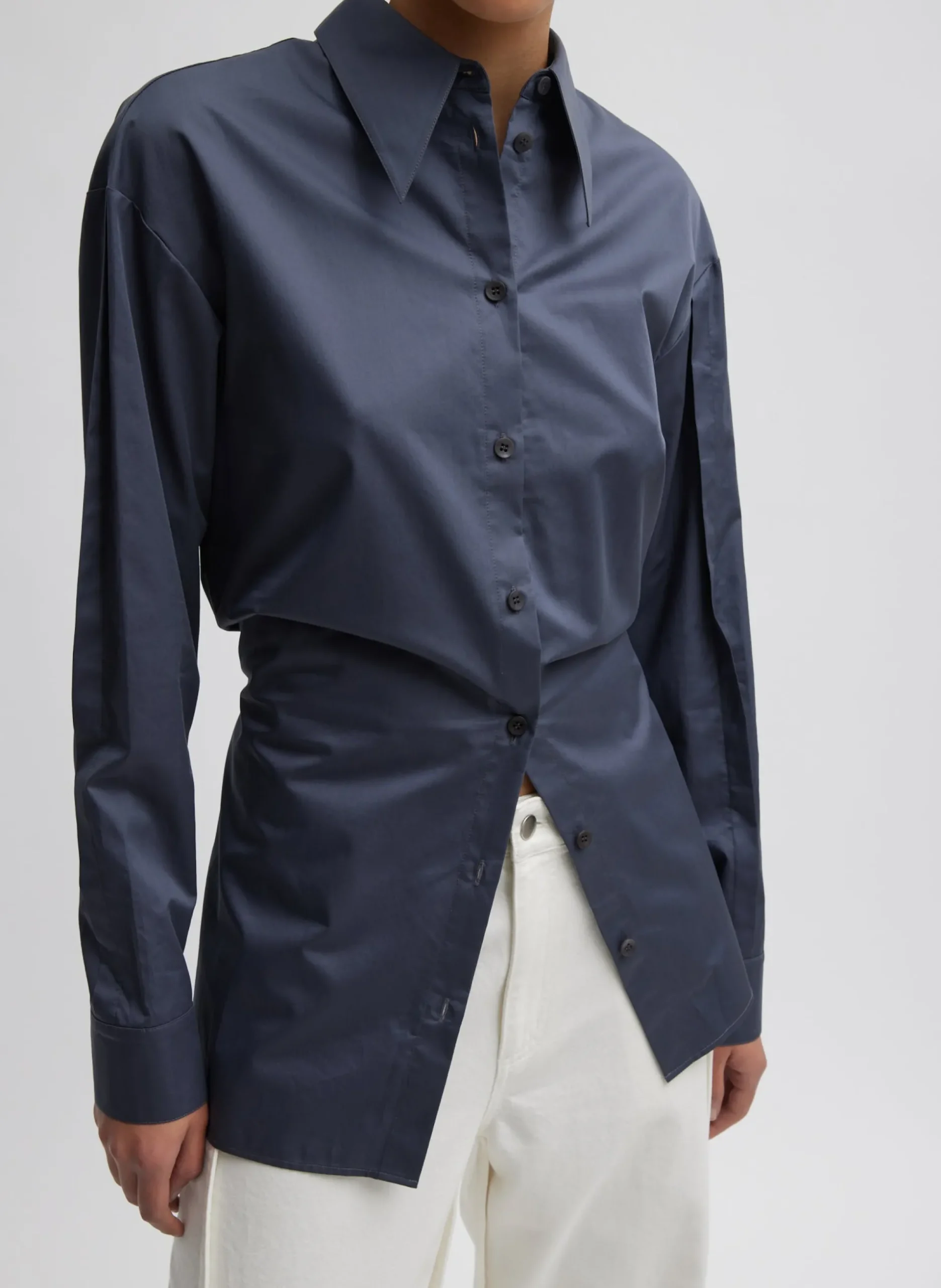 Eco Poplin Shirt With Tucked Sleeve