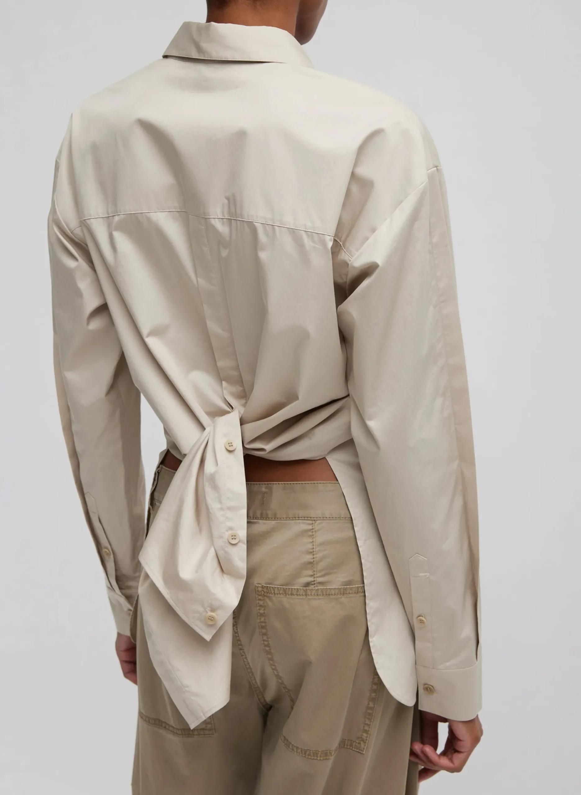 Eco Poplin Shirt With Tucked Sleeve