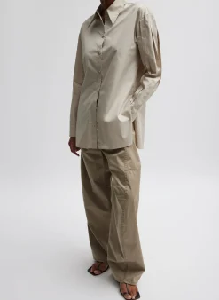 Eco Poplin Shirt With Tucked Sleeve