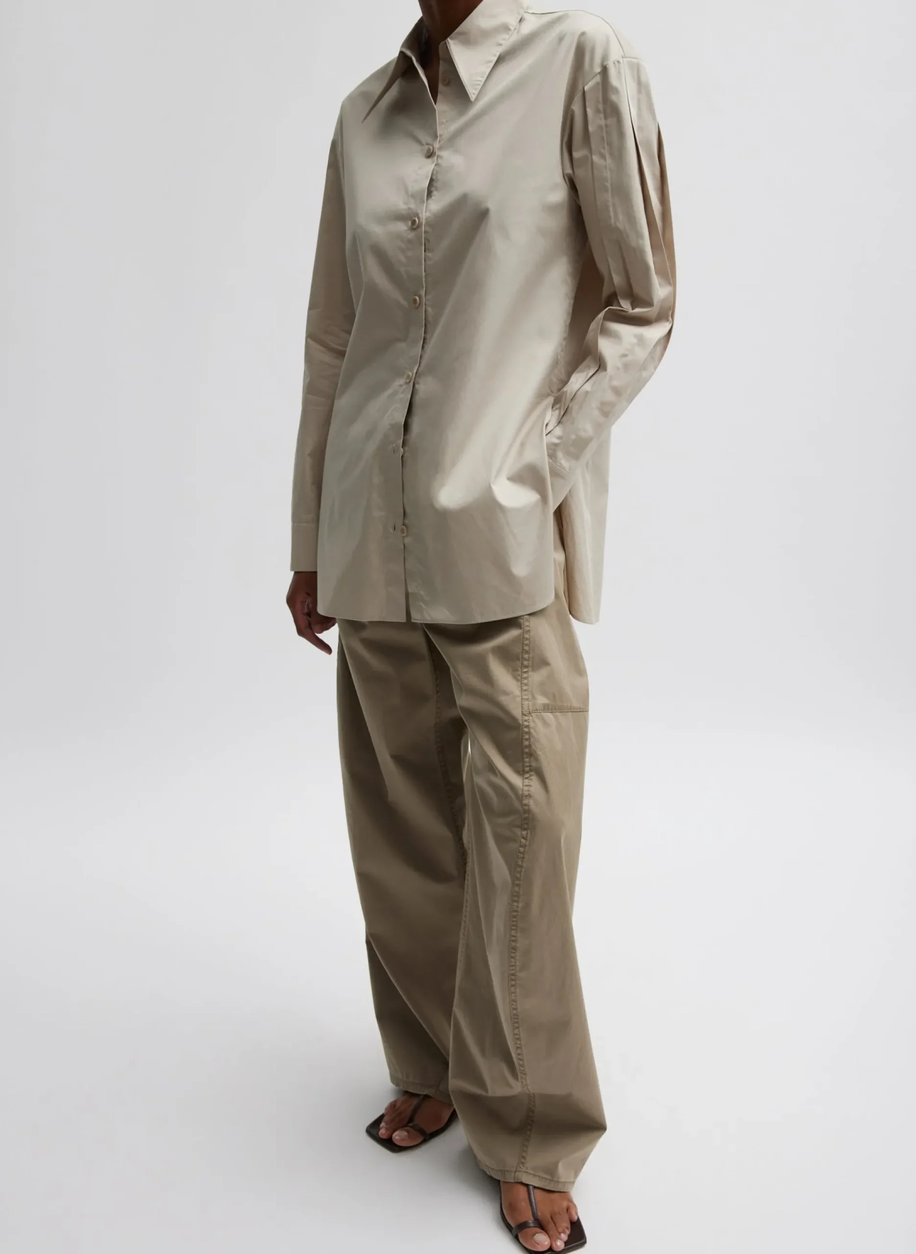Eco Poplin Shirt With Tucked Sleeve