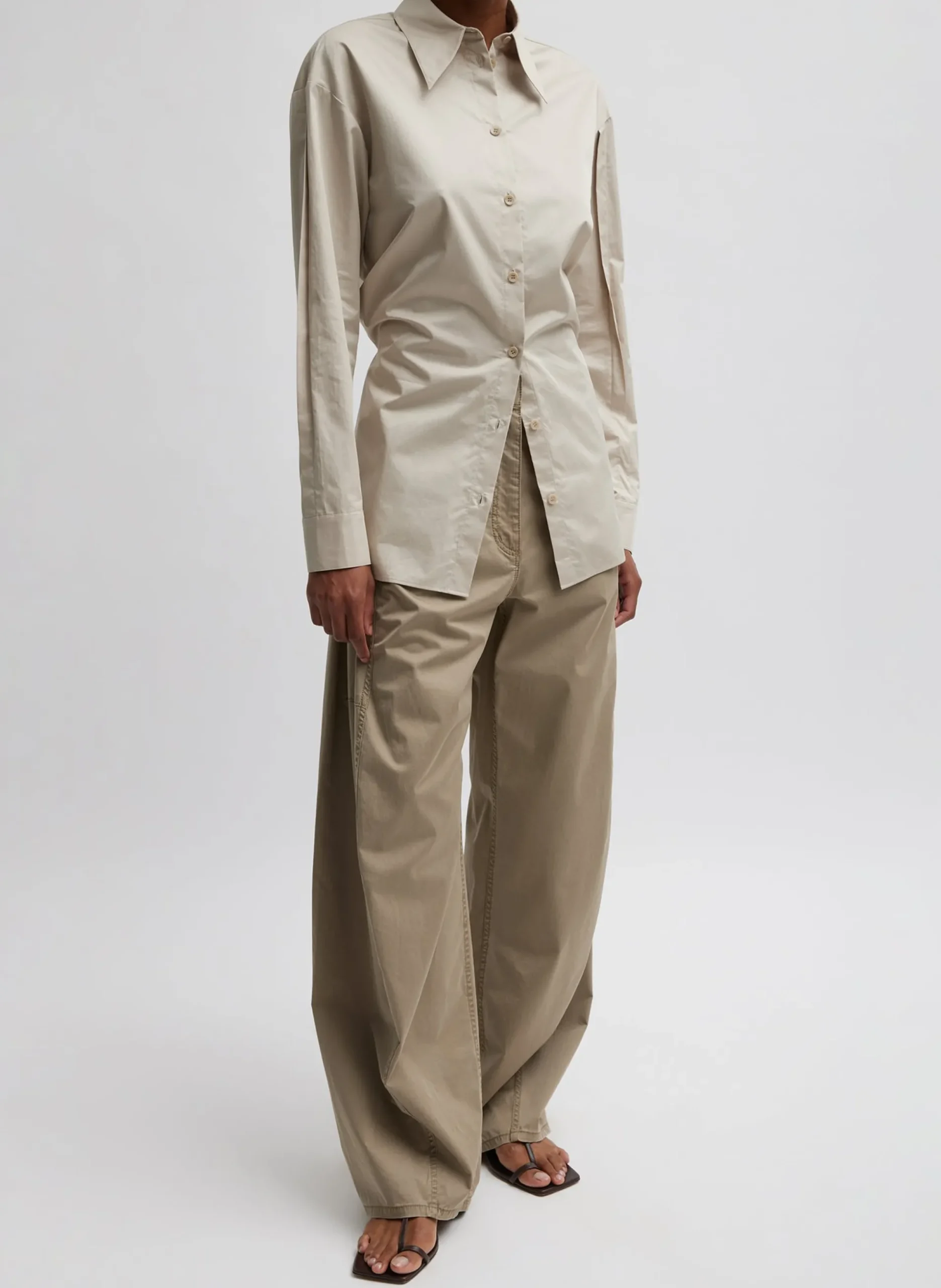 Eco Poplin Shirt With Tucked Sleeve