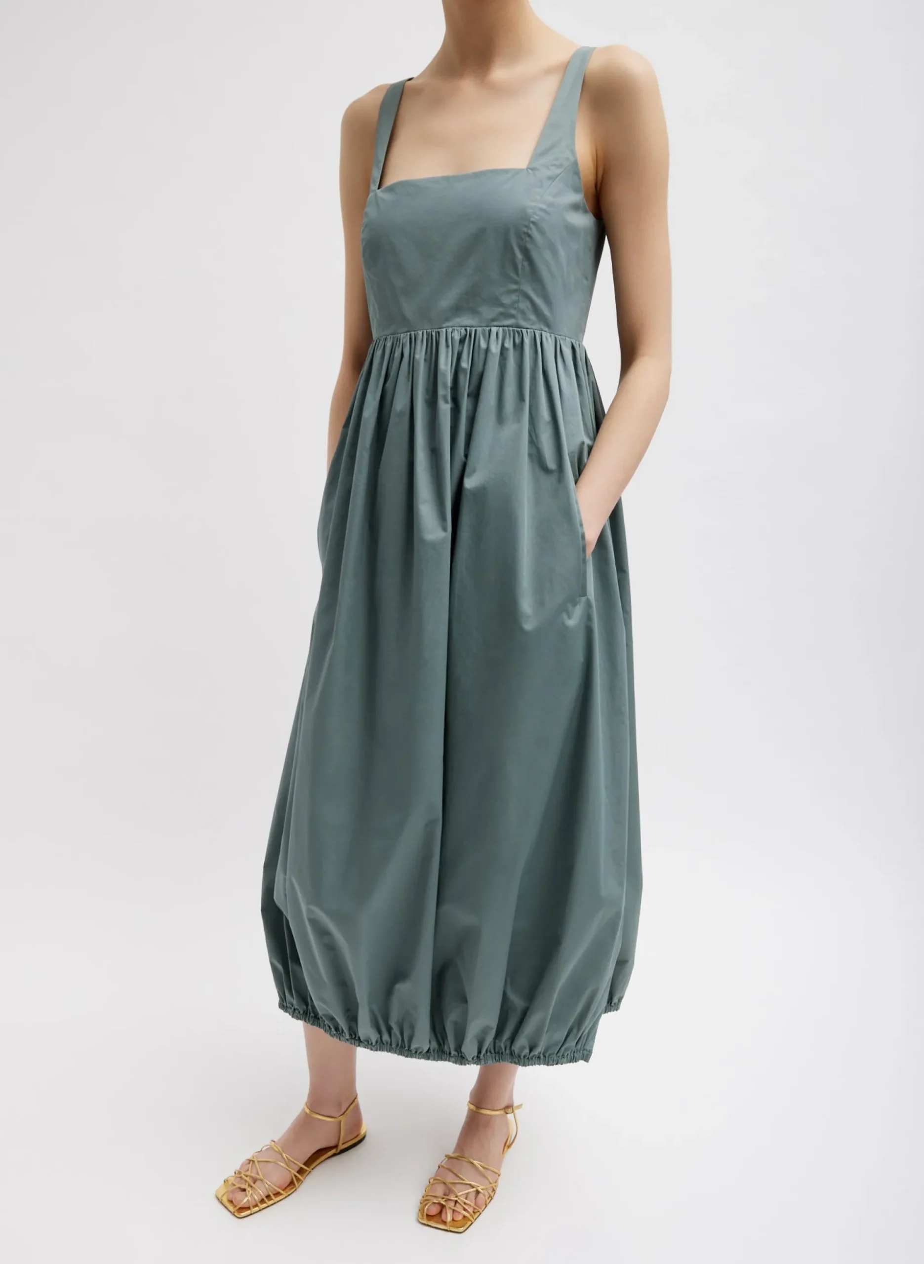 Eco Poplin Square Neck Sculpted Dress