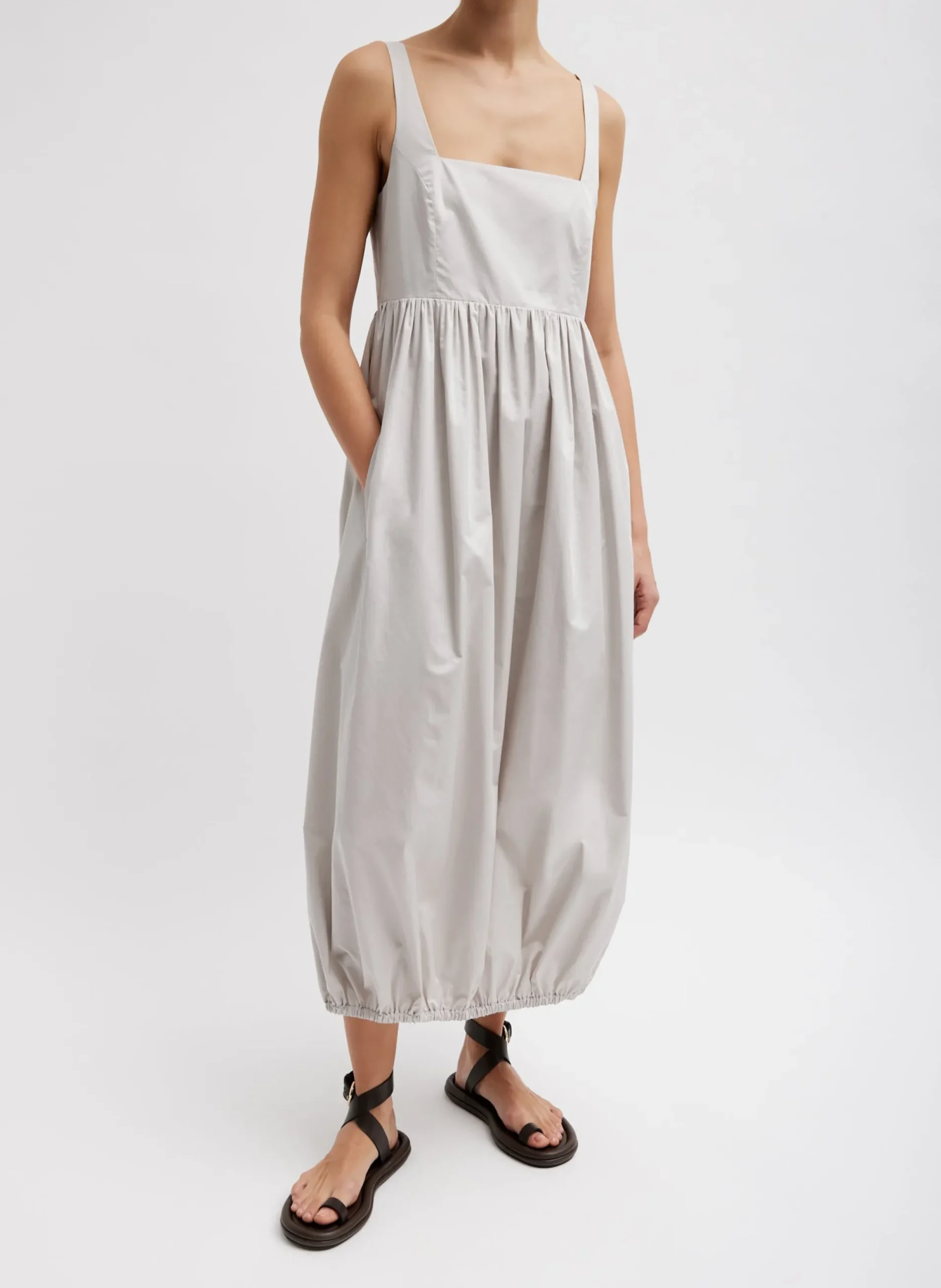 Eco Poplin Square Neck Sculpted Dress