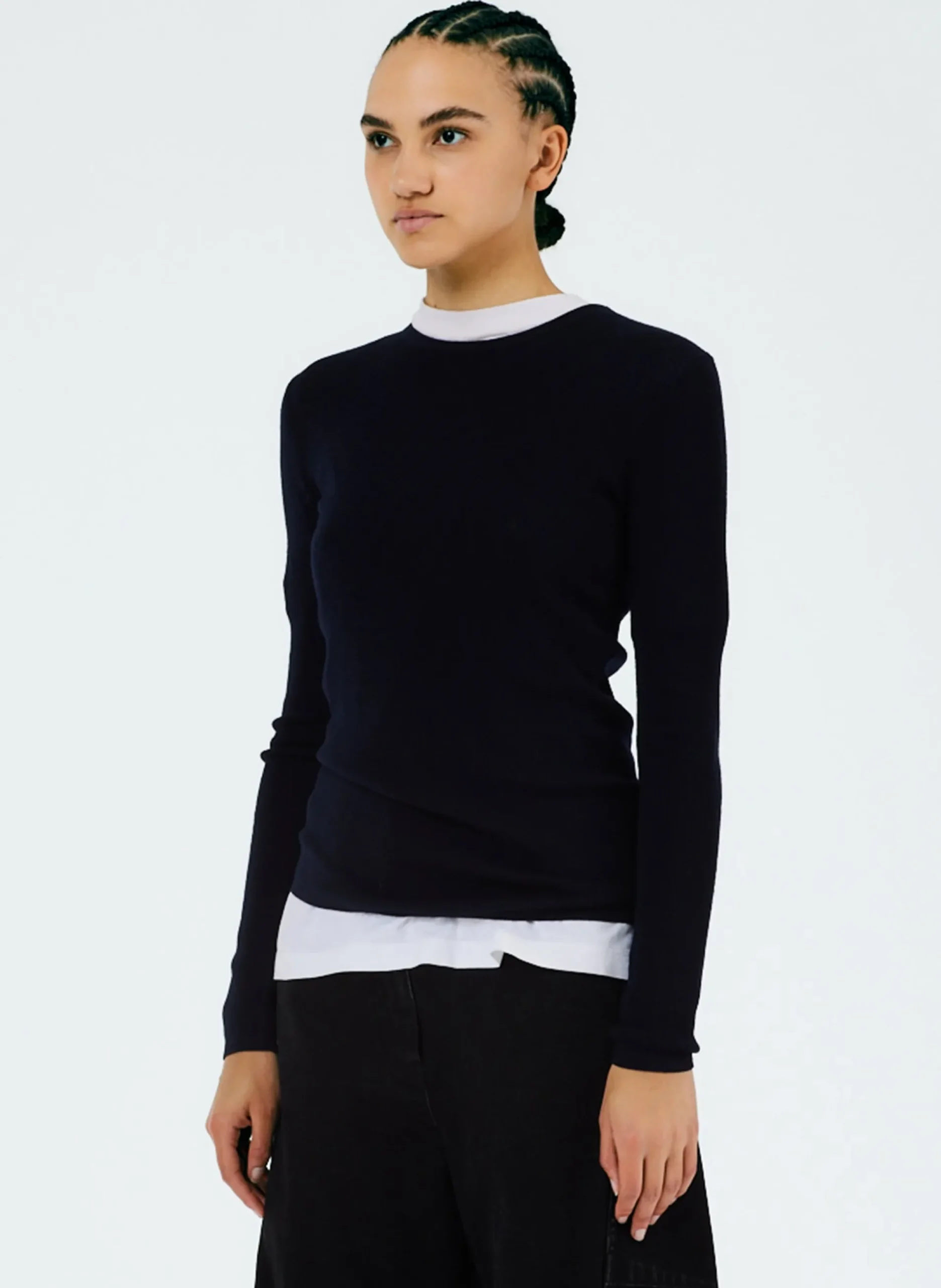Feather Weight Ribbed Crewneck Pullover Sweater