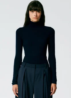 Featherweight Ribbed Sweater Turtleneck Pullover