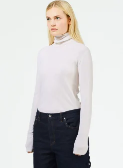 Featherweight Ribbed Sweater Turtleneck Pullover