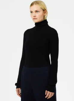 Featherweight Ribbed Sweater Turtleneck Pullover