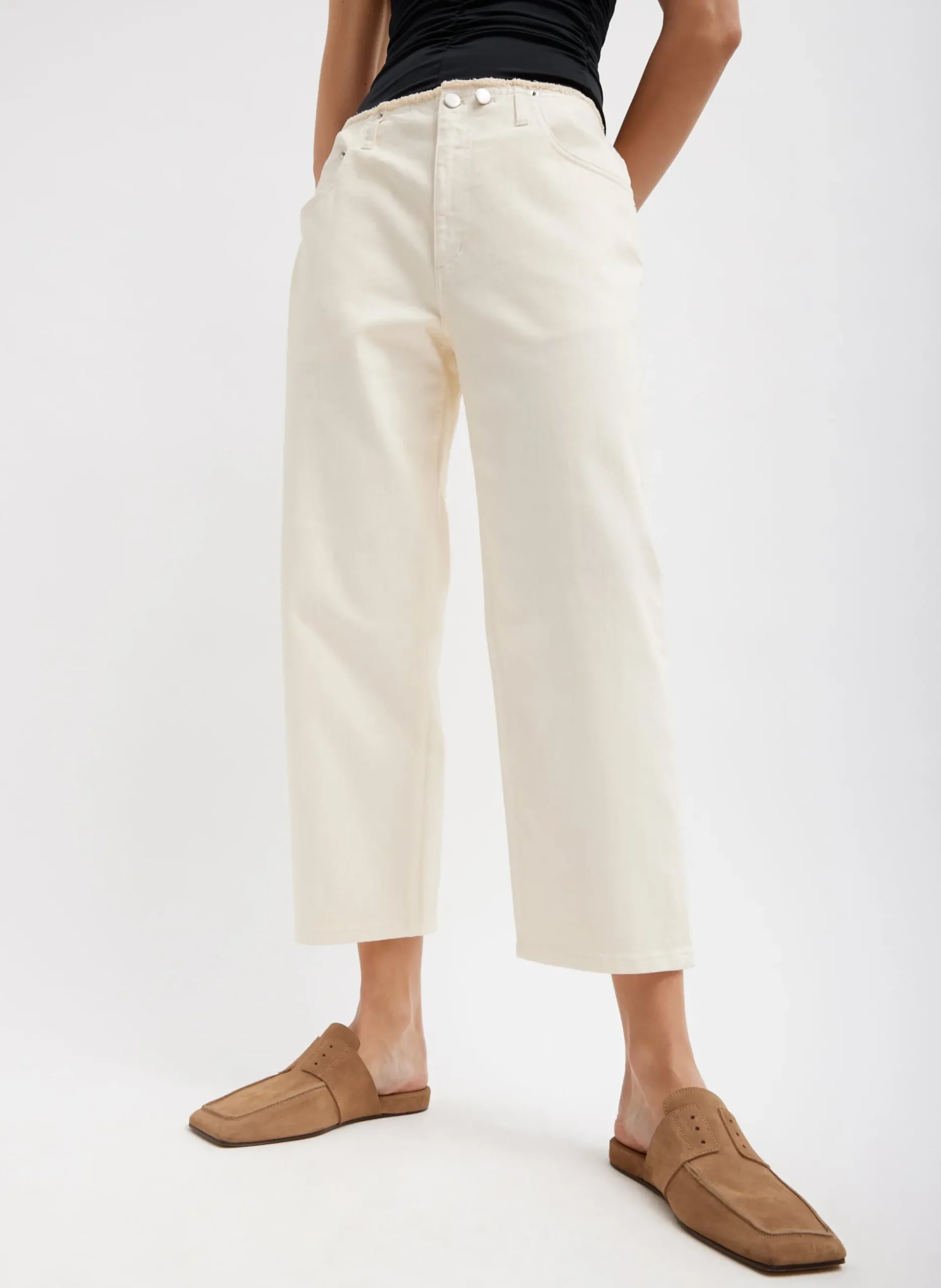 Garment Dyed Stretch Twill Cropped Newman Jean