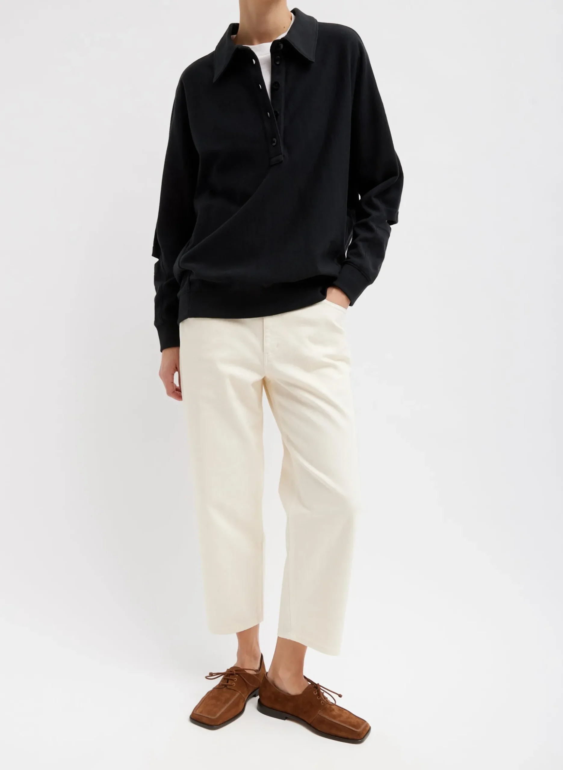 Garment Dyed Stretch Twill Cropped Newman Jean