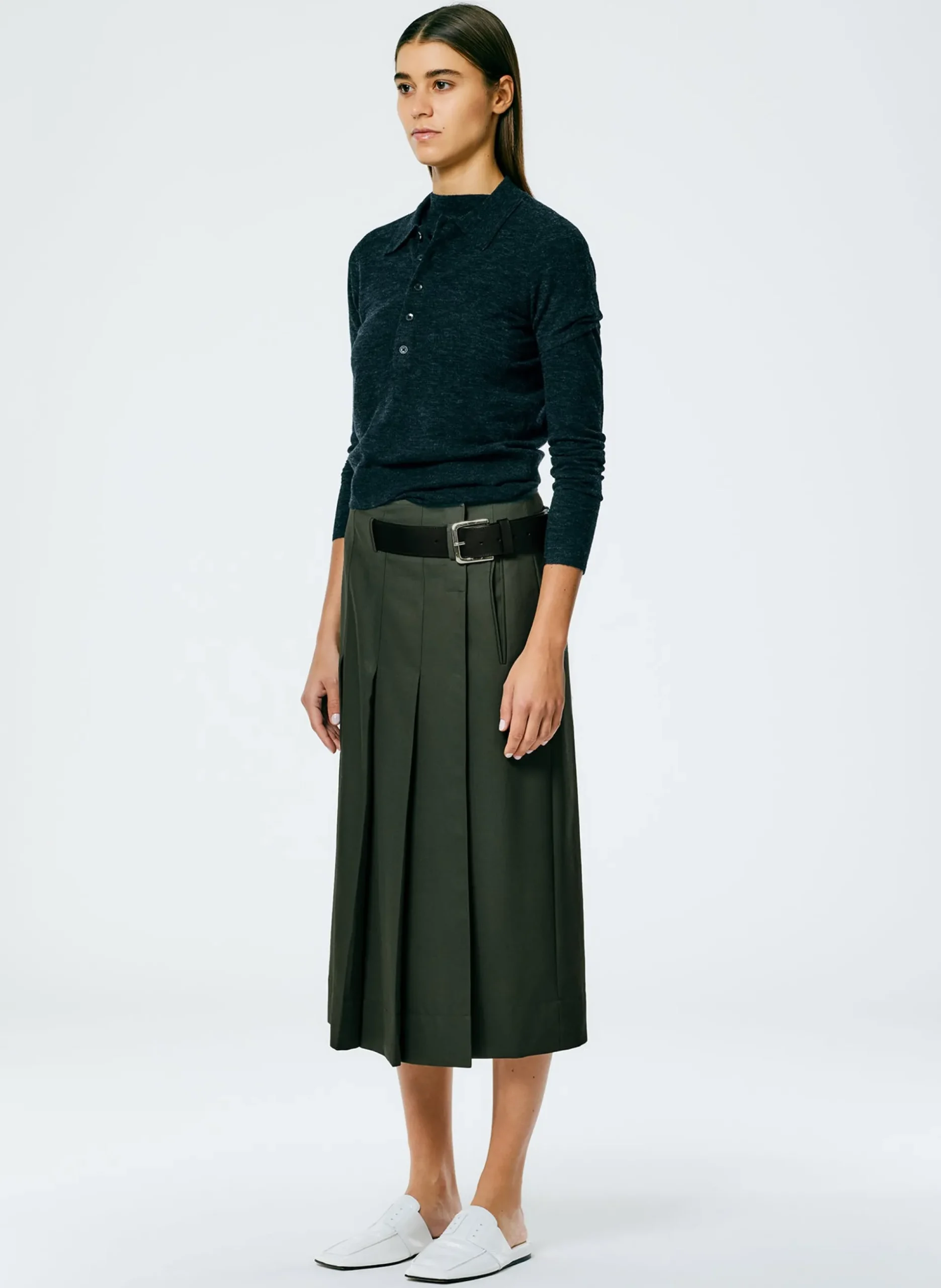 Grain De Poudre Wide Pleat Wrap Skirt