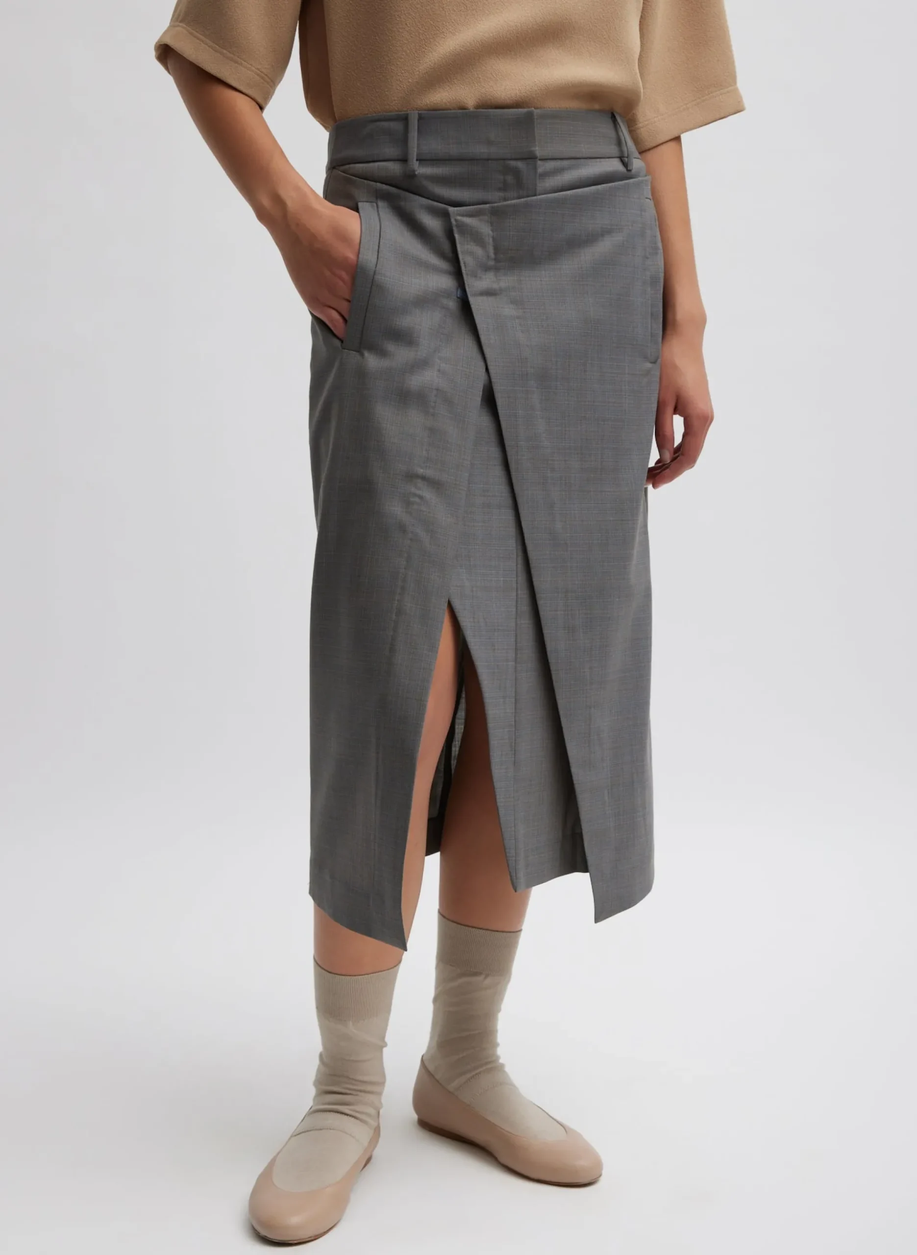 Grant Crossdye Suiting Wrap Trouser Skirt