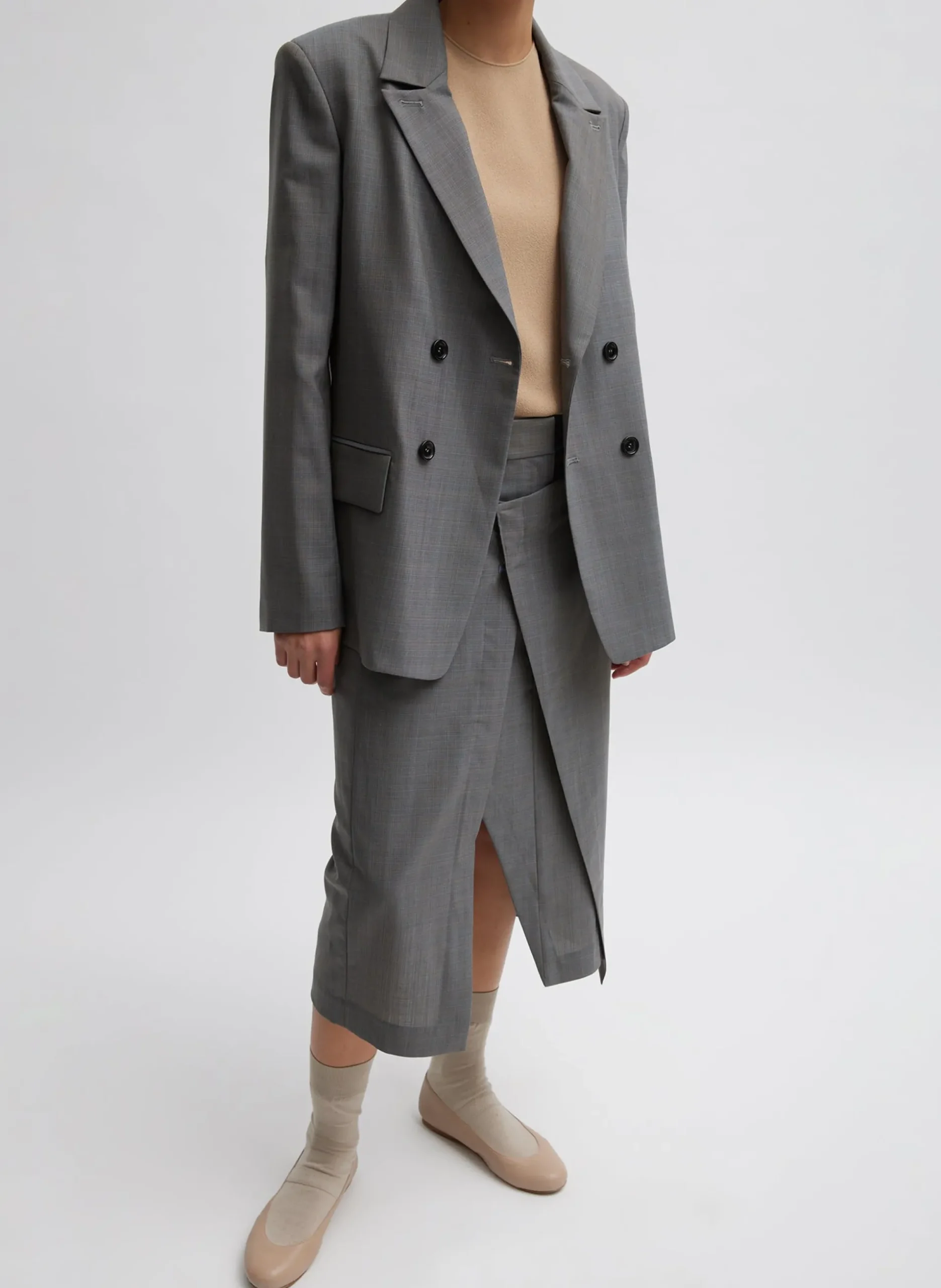 Grant Crossdye Suiting Wrap Trouser Skirt