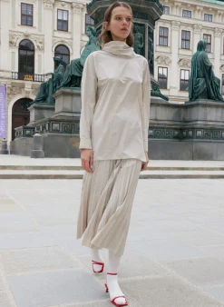 Italian Sporty Nylon Cowl Neck Top