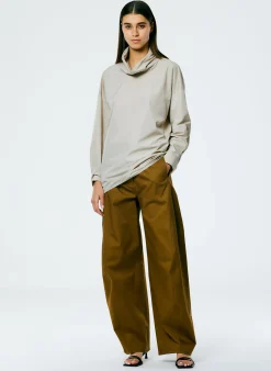 Italian Sporty Nylon Cowl Neck Top