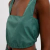 Italian Sporty Nylon Cropped Square Neck Top